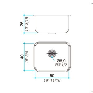 Johnson Pileta Bacha Simple Para Cocina G 50 de Acero Inoxidable