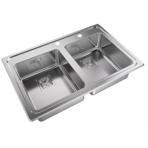 Johnson Pileta Bacha Doble Para Cocina Quadra Q084 AD de Acero Inoxidable