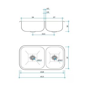 Johnson Pileta Para Cocina Doble R 63/18 Cr Acero Inoxidable
