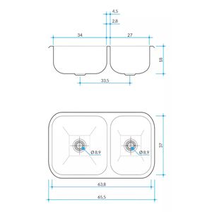Johnson Pileta Para Cocina Bacha Doble R63/18 Acero Inoxidable