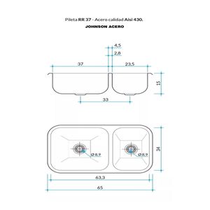 Johnson Pileta Bacha Doble De Cocina Rr37 Acero Inoxidable