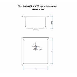 Johnson Pileta Con Bacha Simple Para Cocina Q37 de Acero Inoxidable