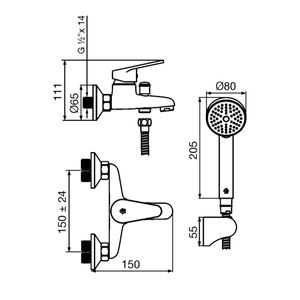 Fv Griferia Para Ducha Con Transferencia Exterior Monocomando Compacta Cromo