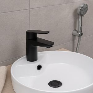 Grifería Para Baño Lavatorio Mesada Monocomando Fv Puelo Negro